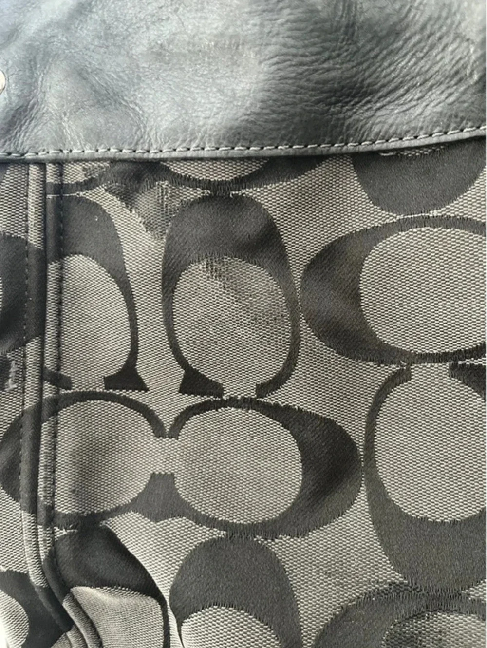 Coach Zoe Signature Jacquard Hobo Bag Black Grey Smoke 12674 Large Shoulder Bag